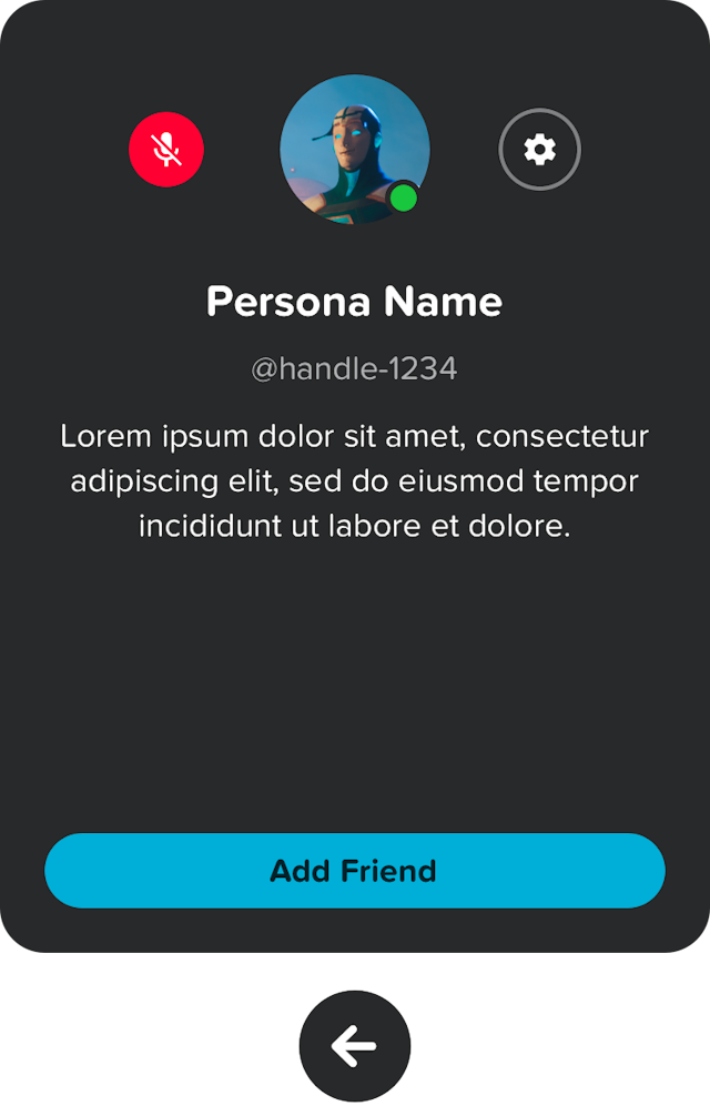 VR friends profile screen
